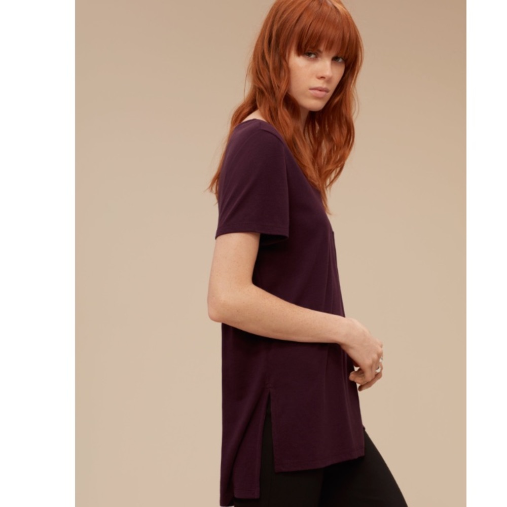 Aritzia Hi Low Alisa T-Shirt, XXS, Heather Grey
